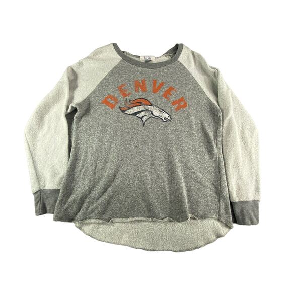 Denver Broncos Sweater Womens Large Gray Raglan Long Sleeve Football NFL Touch - Picture 1 of 10
